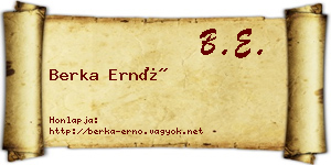 Berka Ernő névjegykártya